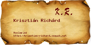 Krisztián Richárd névjegykártya
